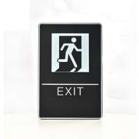 High quality easy installation black texture abs emergency exit sign door plates